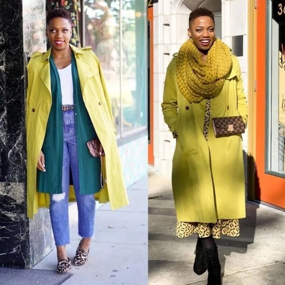 Soft Surroundings Longline Lemon Grass Bright Trench Coat - Picture 1 of 7